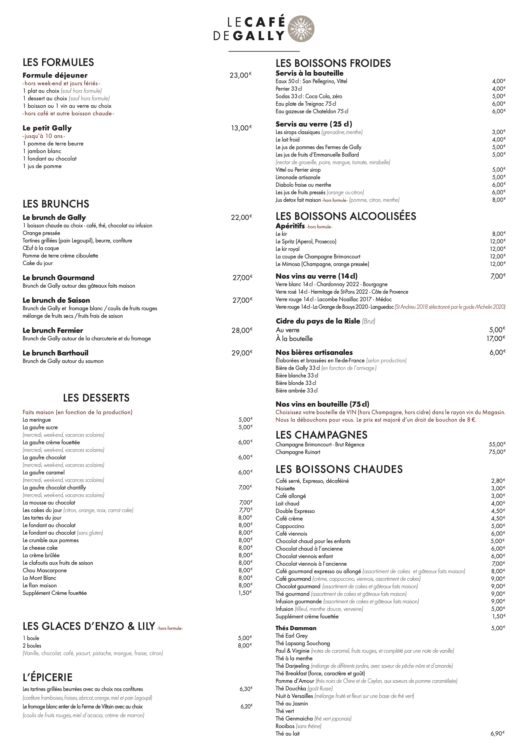 Carte automne-hiver des cafés de Gally